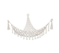 mophrati Boho Plush Toy Hammock Hanging Woven Storage Basket Holder Cotton Organizer Wall Tapestry Net Bedroom Living Room