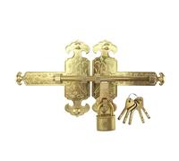 mophrati Brass Door Latch Elegant Security for Home Entrance Copper Rustic Farmhouse Security Latch for Wooden with Lotus, 32cm Lotus