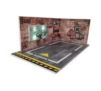 mophrati Charming 1/24 Scale Car Garage Display Cabinet Offers Enthusiasts Reliable Solutions For Showcasing Variety Of Collectibles Scene Model Table Decoration Collectibles, Brown, 20.4x11.6x7.9cm