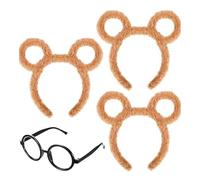 mophrati Chipmunk Ear Glasses Costume Multifunctional 4pcs Headband For Unisex Fun Plush Cute Hair Accessories Plush Ear Headband Glasses Set Simon Chipmunk, Set 2
