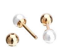 mophrati Classic Double Round Pearl Detachable Shirt Men s Suit Cufflinks, Gold, 10x36mm