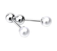 mophrati Classic Double Round Pearl Detachable Shirt Men s Suit Cufflinks, Silver, 10x36mm