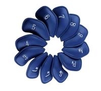 mophrati Colorful Number Embroidery Iron Head Covers Set Leather Thick Water-proof Golf Iron Putter Protector Guard Wrap Long Neck L. Golf Headcover Club Head, Blue, 18x8cm