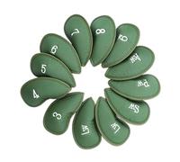 mophrati Colorful Number Embroidery Iron Head Covers Set Leather Thick Water-proof Golf Iron Putter Protector Guard Wrap Long Neck L. Golf Headcover Club Head, Green, 18x8cm