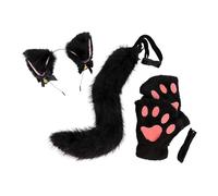 mophrati Cosplay Headband Cat Ears And Tail Set Nice Choice For Themed Parties Adults Kids Halloween Carnival Events Animals Ears And Tail Set For Adults Kids Cosplay, Black, Length 50cm
