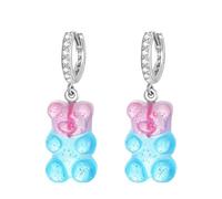 mophrati Creative Female Ear Hooks Dangle Unleash Imagination With Sweet Earrings Silver Colorful Animal Gummy Bear Earrings