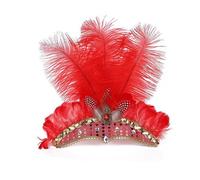 mophrati Dancing Queen Essential Lightweight Showgirl Headpiece For Night Of Fun And Freedom Show Girl Feathers Multifunctional Plume Headwear Portable, red