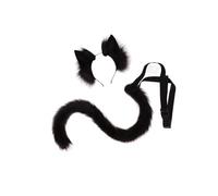 mophrati Deluxe 2Pcs Cat Ears and Tail Set Soft Faux Fur Long Tail for Anime Cosplay Costume Kits Halloween Party , Black