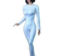mophrati Doll Clothes 1/6 Scale Handmade Costume Long Sleeve Bodysuit One-piece Faux PU Leather Zipped White Red Clothing , white