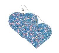 mophrati Earrings Heart-shaped Glitter Ear Dangle Multi-colored Exaggerated Jewelry Elements Earring Girls Party Banquet Decoration, Lake Blue