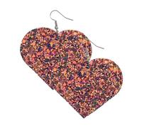 mophrati Earrings Heart-shaped Glitter Ear Dangle Multi-colored Exaggerated Jewelry Elements Earring Girls Party Banquet Decoration, Dusty blue