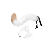 mophrati Ears and Tail Cat Ear Headband Headwear for Party Prom Halloween Cute and Playful Belt Plush, White, 50cm