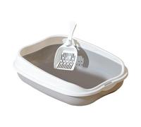 mophrati Easy To Clean Semi Enclosed Cat Litter Box With Added Frame Cat Friendly And Practical For Indoor Comfortable Hold For Easy To Move Anti Splashing Supplies Small Animals Travel