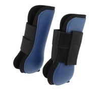 mophrati Equestrian Leg Wraps Adjustable Size Strap Horse Leg Wraps Comfortable Fit High Elasticity Shock Reduction Wrap Set Equestrian Equipment Hind Boots, Dark Blue Fore Foot