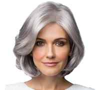 mophrati Exquisite Women s Wigs Curly Hairpieces Cosplay Wig with Rose Net for Flawless Look, Silver 35cm