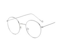 mophrati Fashionable Round Glasses With Blue Light Blocking Eyewear For Men And Women Eyes Anti Blue Light Glasses Frame Glasses, Silver frame