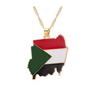 mophrati Fashionable Sudan Map Pendant Necklace For Everyday Wear Gifts Sudan Map Flag Pendant Necklaces Versatile Style