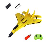 mophrati Fixed Wing Rc Airplane Remote Control Airplane Foam Aircraft Glider Hobby Boys Flying Adventure Experience Rc 2 Channels Ready To Fly Fighter Model, Yellow, 28.5x21x7.5cm
