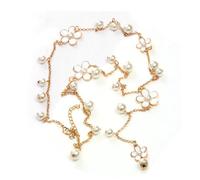 mophrati Flower Long Necklace Fashion Tassel Pearls Pendants Jewelry Black White Sweater Chain Necklaces Daily Wear Decoration