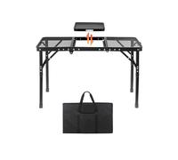mophrati Folding Grill Table Portable Mesh Top Durable Structure Lightweight Adjustable Height for Camping and BBQ Mesh Tabletop Metal Table Lightweight Storage Bag