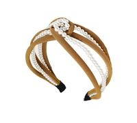 mophrati Hair Bands Pearl Twist Knot Headband Elegant Style Hairbands Wrap Adjustable Narrow Headbands Styling Accessories, Ginger