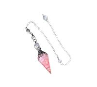 mophrati Handcrafted Crystal Pendulum Pendant for Divination Dowsing Exquisite and Energizing, Pink, 6.43x1.76cm