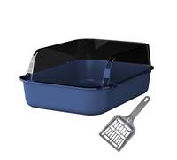 mophrati High Sides Cat Toilet Travel Litter Tray Features Open Top Allowing Easy Access While Preventing Litter Spilling Cat Tray Toilet Pet Indoor Kitty, blue, 40x28x16cm