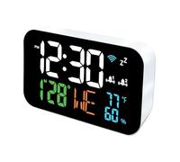 mophrati Intelligent Thermometer Hygrometer With Digital LED Display For Historical Data Exploration Date Clock WiFi And Week, white light