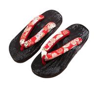 mophrati Japanese Clogs Slippers Geta Sandals Flops for Men Women Trendy and Lightweight, Red Round, Size 36