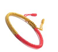 mophrati Knots Rope Bangles Colored Hand-Woven Handmade Lucky Buddhism Braided Women Adjustable Thread Charm Bracelet Lover, Red/Earth Yellow
