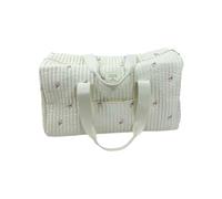 mophrati Large Capacity Travel Shopping Cross-Body Shoulder Bag Cotton Large Capacity Outgoing Baby Diaper Storage Bag, Flowers Milky-White