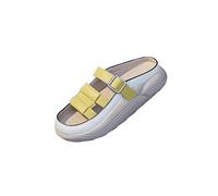 mophrati Lightweight Women s Slide Sandals Waterproof Soft Slip On Flat Sandal for Beach and Pool, Yellow, 37