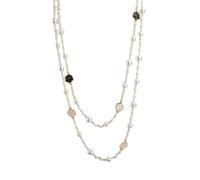 mophrati Long Pearl Necklace For Women Exquisite Workmanship Easy Matching Gift Multiple Colors Available Sweater Chain Necklace, White