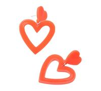 mophrati Love Heart Shaped Earrings Stylish And Lightweight Multiple Colors Available Wide Applications Love Heart Earrings Gifts, Orange