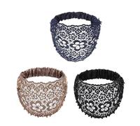 mophrati Luxury Lace Elastic Headband Trio Boho Style Headbands For Women 3pcs Set Boho-chic Crystal Pearl Embellished Wide
