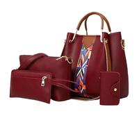 mophrati Messenger Bag ple And Practical For Various Occasions Shoulder Bag Leather Handbags Contrasting Color Splicing, red