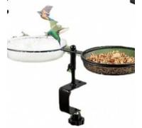 mophrati Metal Bird Bath Stand Clamp On Railing Adjustable Height | Round Ball Catches Sunlight For Eye Catching Garden Decor Easy Assembly No Tools Sturdy Iron Resists Rust