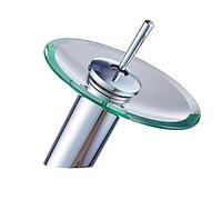 mophrati Mixer Tap Polished Glass Edge Round Single-Hole Waterfall Faucet Deck-Mounted Transparent Bathroom Supply Kitchen Basin