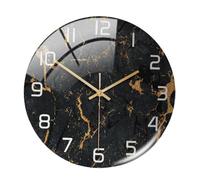 mophrati Modern Marble Texture Round Wall Clock Nordic Style Battery Operated for Office Chic and Trendy, Black