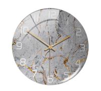 mophrati Modern Marble Texture Round Wall Clock Nordic Style Battery Operated for Office Chic and Trendy, Grey