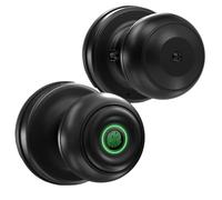 mophrati More Intelligent Secure Smart Door Knob With Fingerprint Fingerprint Door Lock Alloy Biometric Lock, black