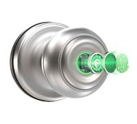 mophrati More Intelligent Secure Smart Door Knob With Fingerprint Fingerprint Door Lock Alloy Biometric Lock, silver