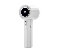 mophrati Multi-level Pressurized Portable Handheld Fan For Outdoor ABS Bladeless Mini 100 Speed Digital Display Violent Small Fan, white
