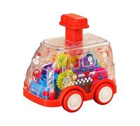 mophrati Musical Mechanical Gear Toys Fun Observing Gear Movement Sparking Curiosity And Learning Through Action Music Mechanical Toy Transparent Pull Back , Red , 10x7x10cm