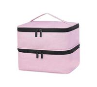 mophrati Nail Polish Storage Bag Portable Double Layer Organizer 30 Bottles Essential For Fashionable Women And Girls Organizer Box Pockets With Handle Travel Handbag, Pink, 24x20x18cm