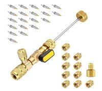mophrati Nice Combination Tool Set Easy-to Valve Core Remover And Brass Nut Kit Cooling Agent Angled Compact Ball Valve Replacement Saves Time And Effort Air Conditioning Core Remover Kit R22 R410