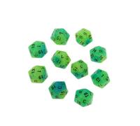 mophrati Noctilucent D20 Dice Set Luminous Polyhedral Dice for D D TRPG Game D10 DND, Blue+Green, 10 Pcs