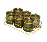 mophrati Party Divided Serving Dishes Tray Glass Condiment Serving Tray Essential for Kitchen and Dining Experiences Fruit Dessert Snacks Platter Glasses Bowl, Green, 35.5x18.5x12cm