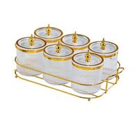mophrati Party Divided Serving Dishes Tray Glass Condiment Serving Tray Essential for Kitchen and Dining Experiences Fruit Dessert Snacks Platter Glasses Bowl, Clear, 35.5x18.5x12cm