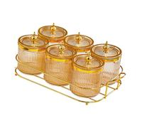 mophrati Party Divided Serving Dishes Tray Glass Condiment Serving Tray Essential for Kitchen and Dining Experiences Fruit Dessert Snacks Platter Glasses Bowl, Brown, 35.5x18.5x12cm